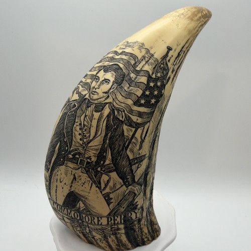 Vtg faux scrimshaw whale - faux, tooth